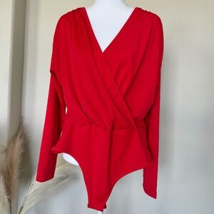 Cherry Red Long Sleeve Bodysuit